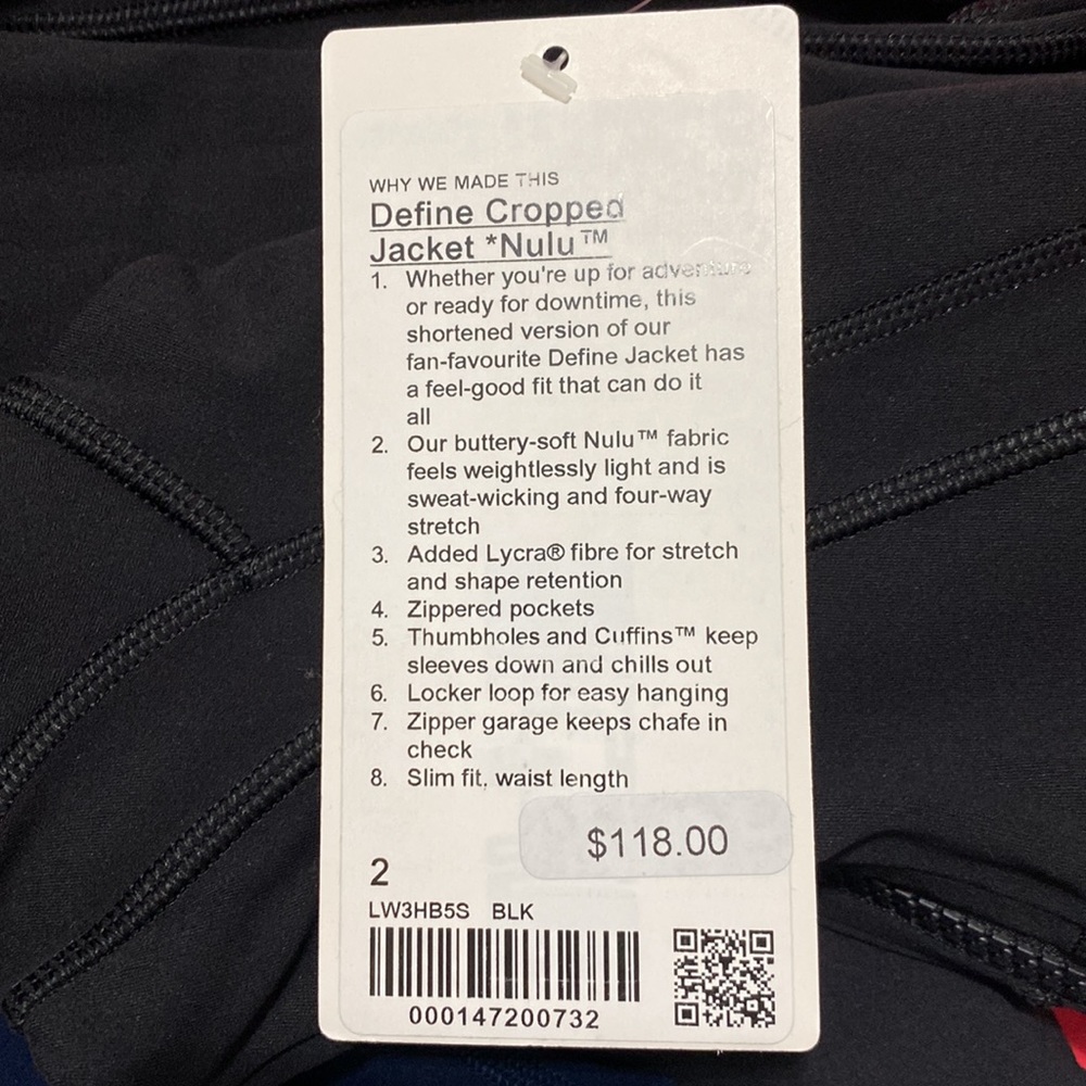 Lululemon Nulu Cropped Define Jacket Black - Picture 6 of 6